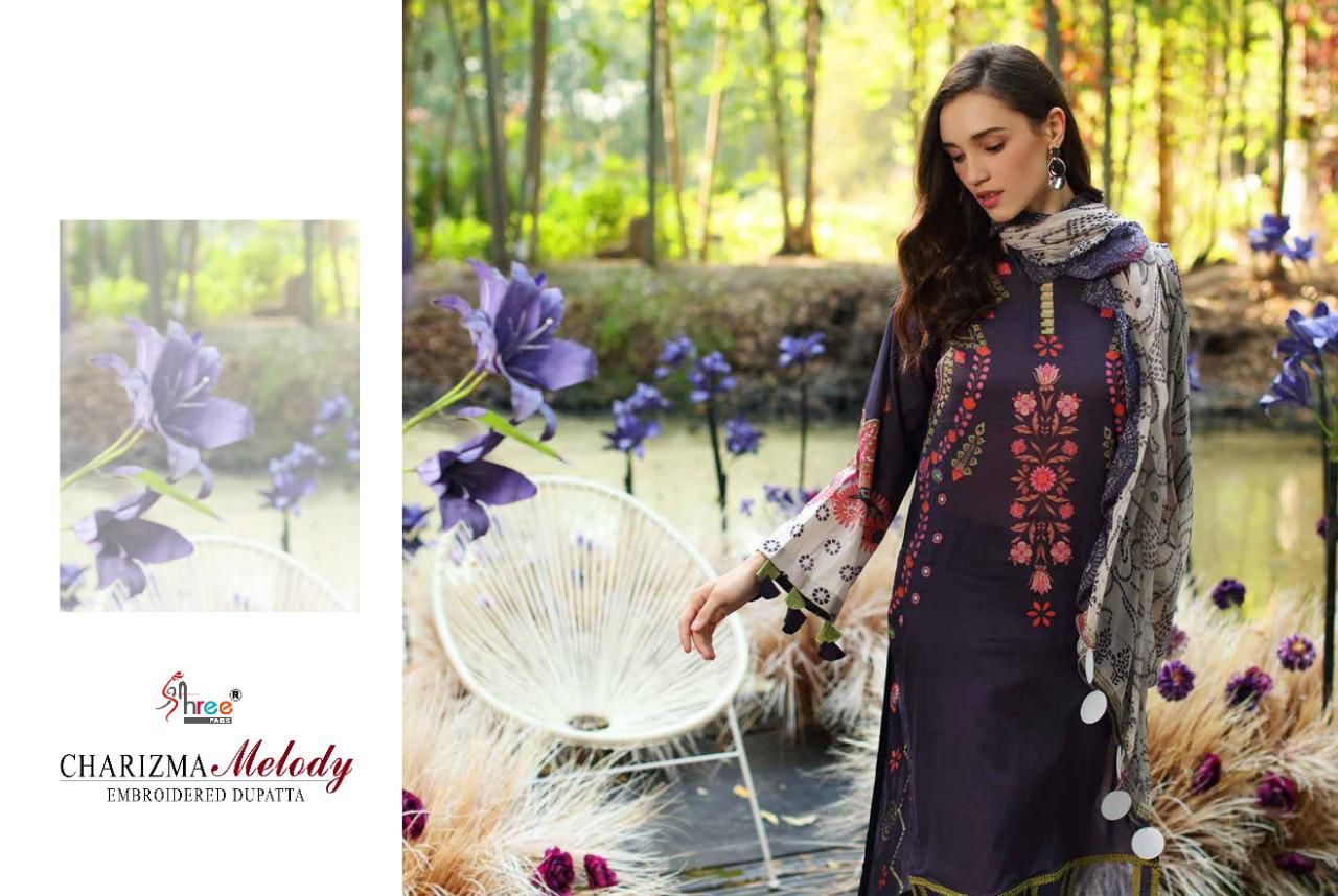 shree fab Charizma melody cotton catchy look salwar suit with chiffon dupatta catalog
