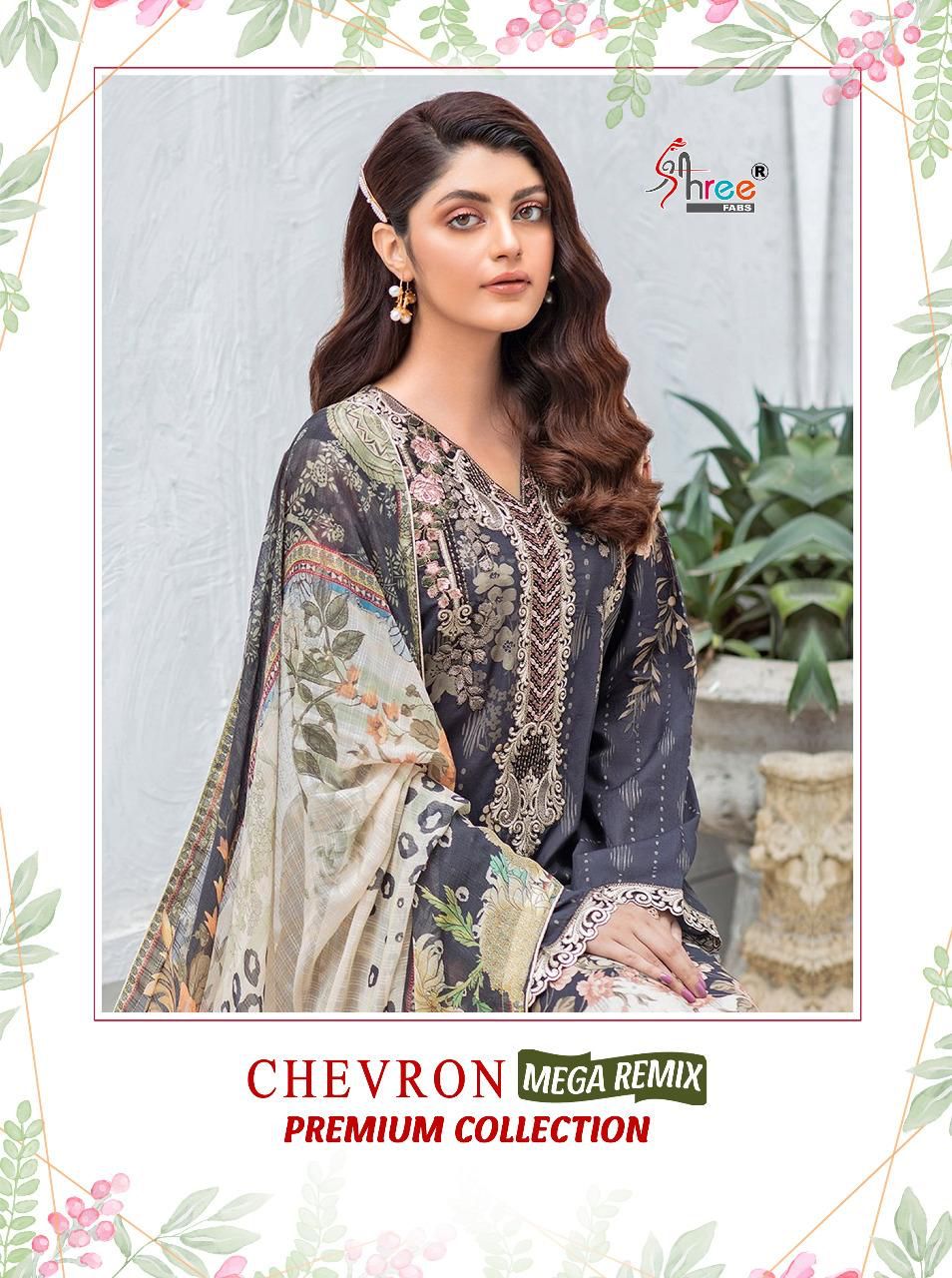 shree fab chevron megha remix premium collection cotton regal look salwar suit cotton dupatta catalog