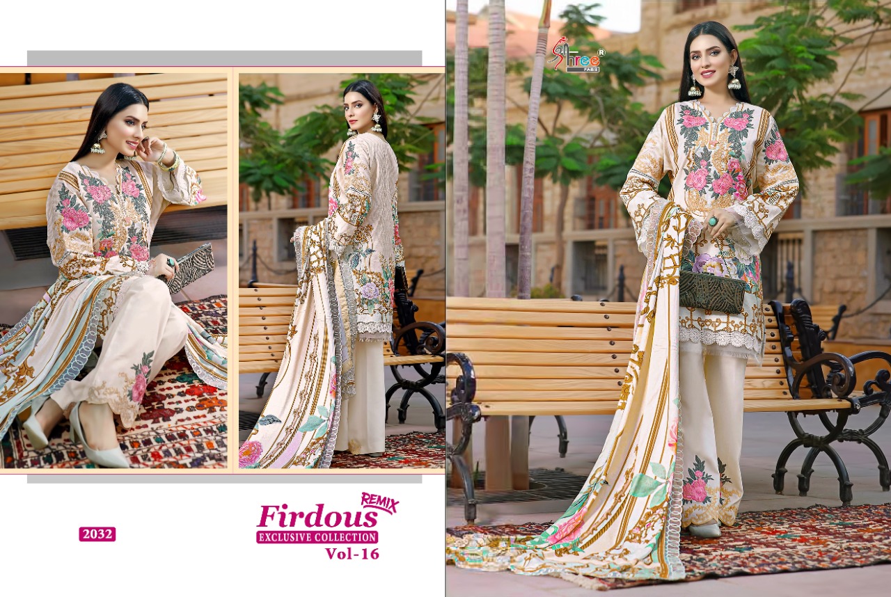 shree fab firdous exclusive collection vol 16 lawn cotton innovative look salwar suit with chiffon dupatta catalog
