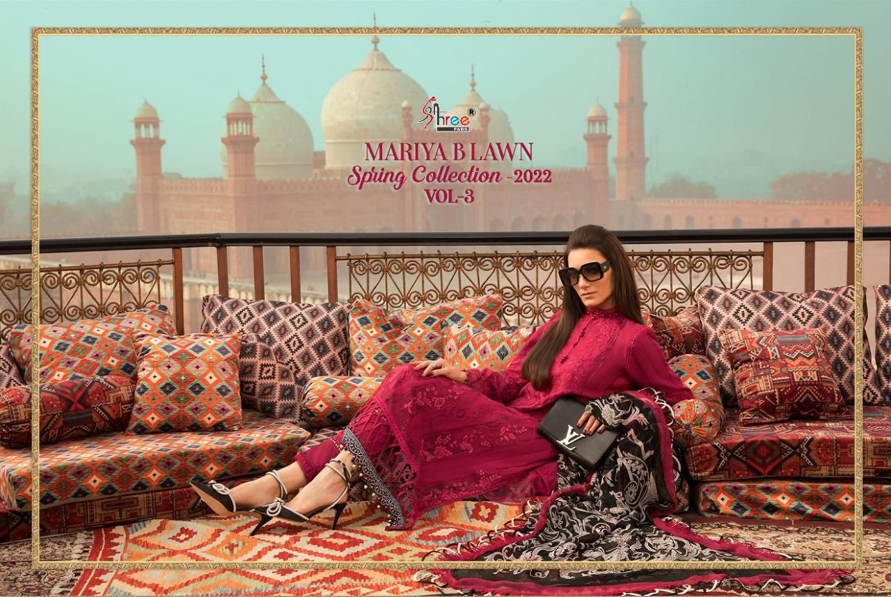 shree fab mariya b lawn spring  collection vol 3 regal look salwar suit with siffon dupatta catalog