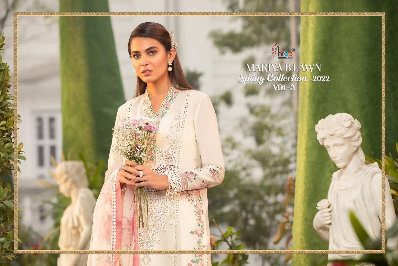 shree fab mariya b lawn spring  collection vol 3 regal look salwar suit with siffon dupatta catalog
