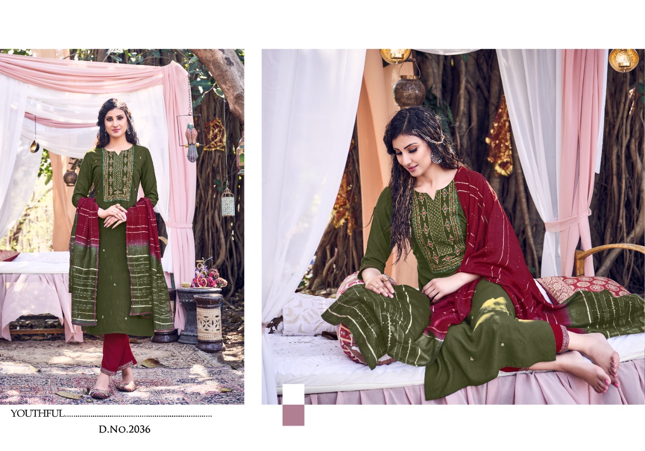 Snapstyle greetings carnival viscose elegant top with bottom and dupatta catalog