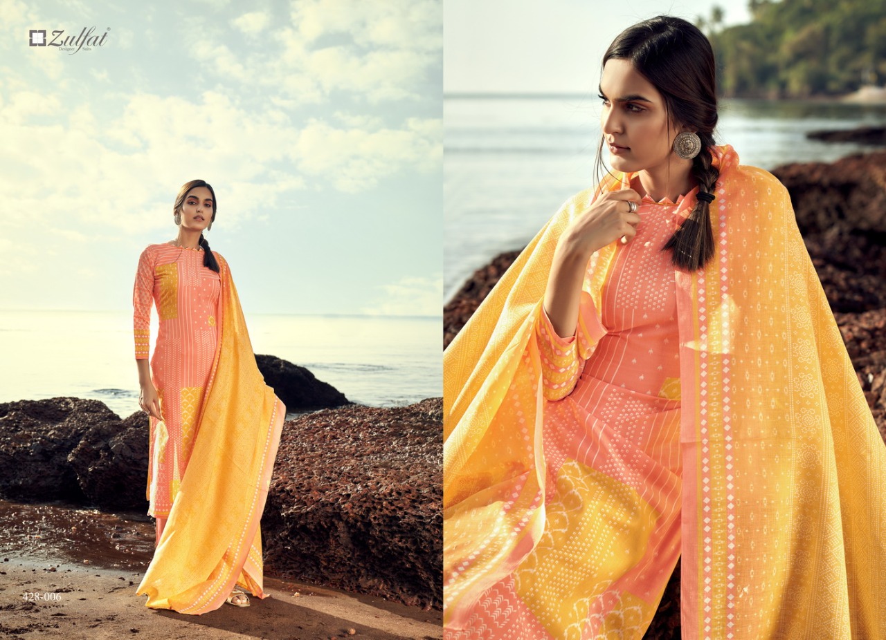 zulfat designer suit waves cotton authentic fabric salwar suit catalog