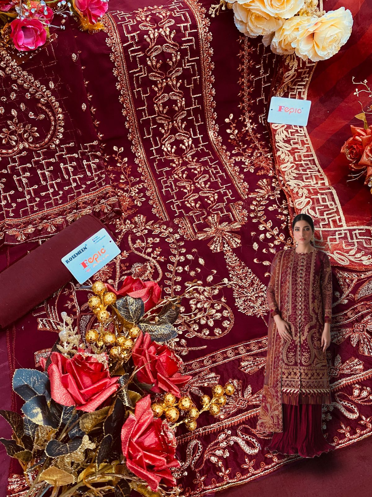 fepic rosemeen c 1199 georgette regal look salwar suit single
