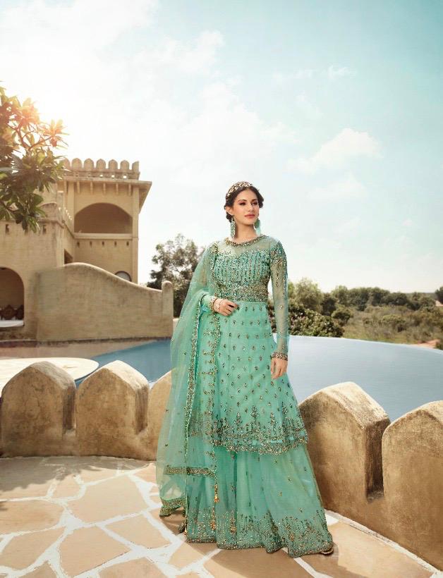 glossy simar amyra shaivi net festive look salwar suit catalog