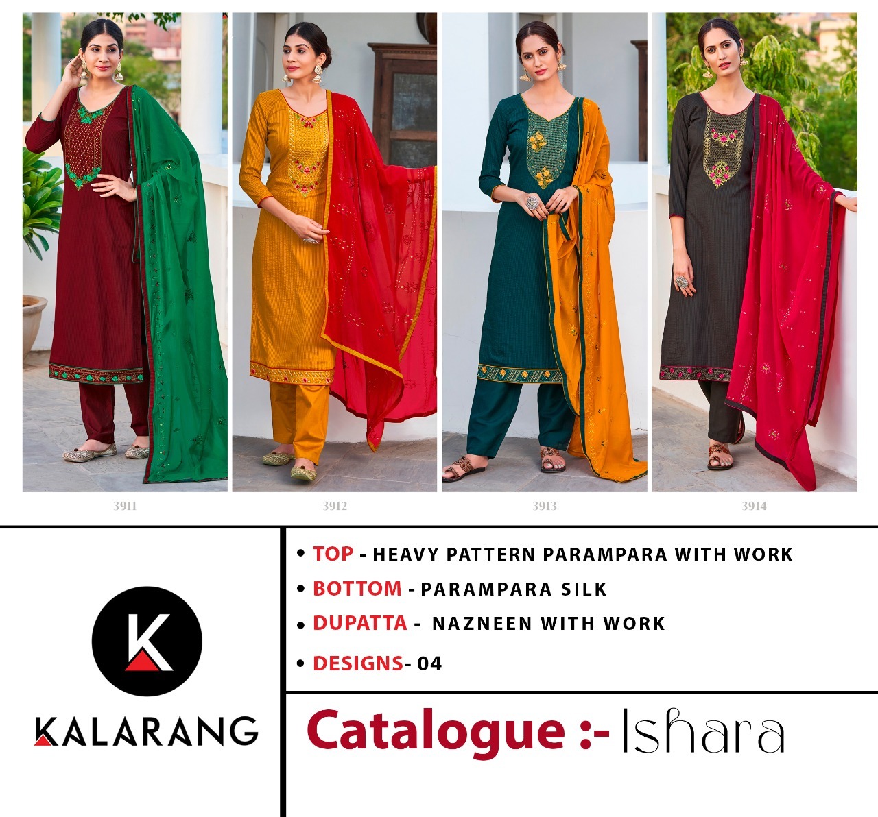 kalarang ishara Parampara silk astonishing look salwar suit catalog