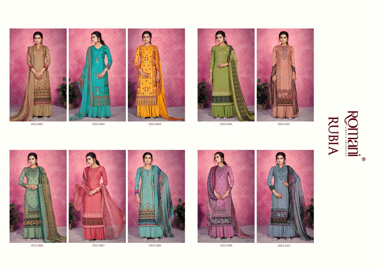romani rubia cambric cotton exclusive print salwar suit catalog