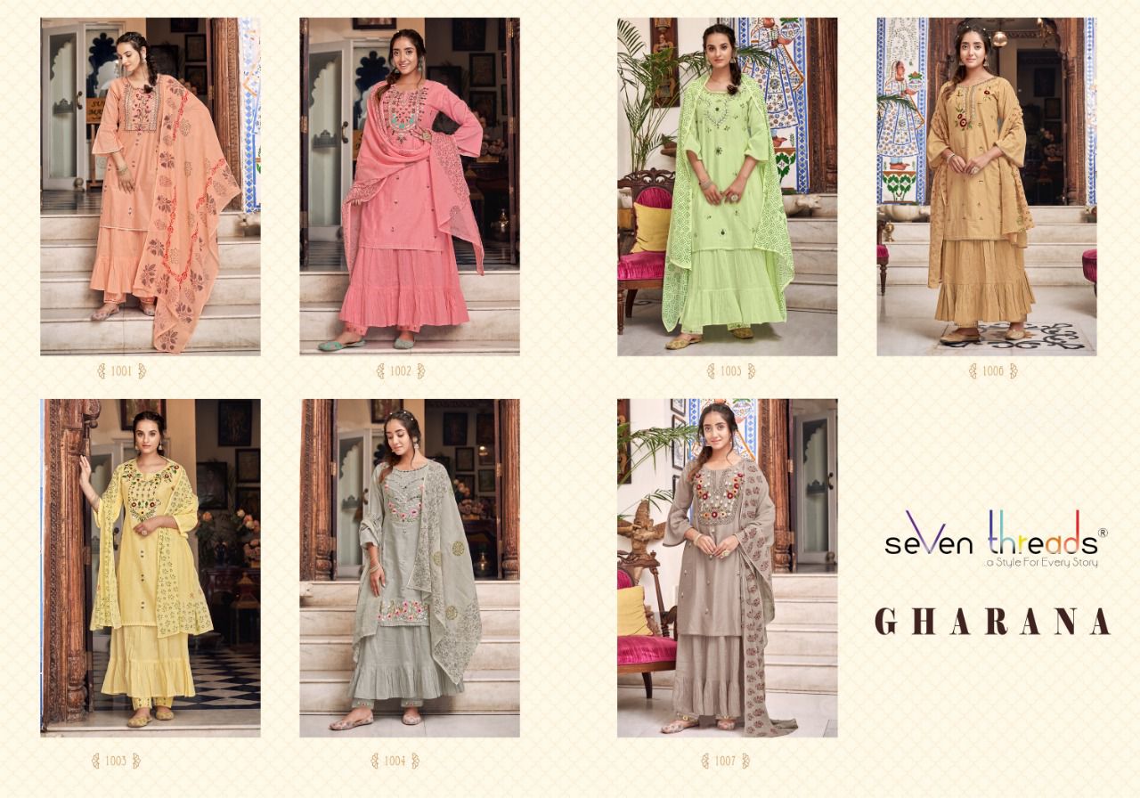 seven threads gharana cotton regal look top bottom dupatta catalog