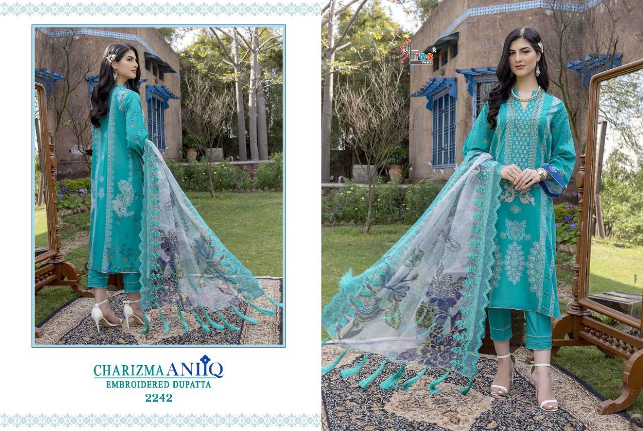 shree fab Charizma aniiq embroidered dupatta lawn cotton innovative look salwar suit cotton dupatta catalog