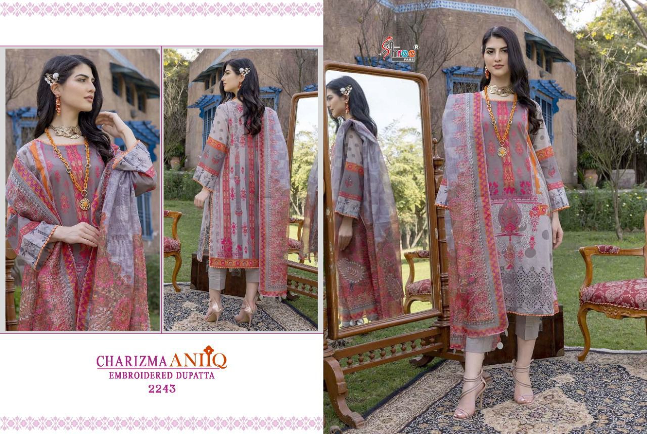 shree fab Charizma aniiq embroidered dupatta lawn cotton innovative look salwar suit cotton dupatta catalog