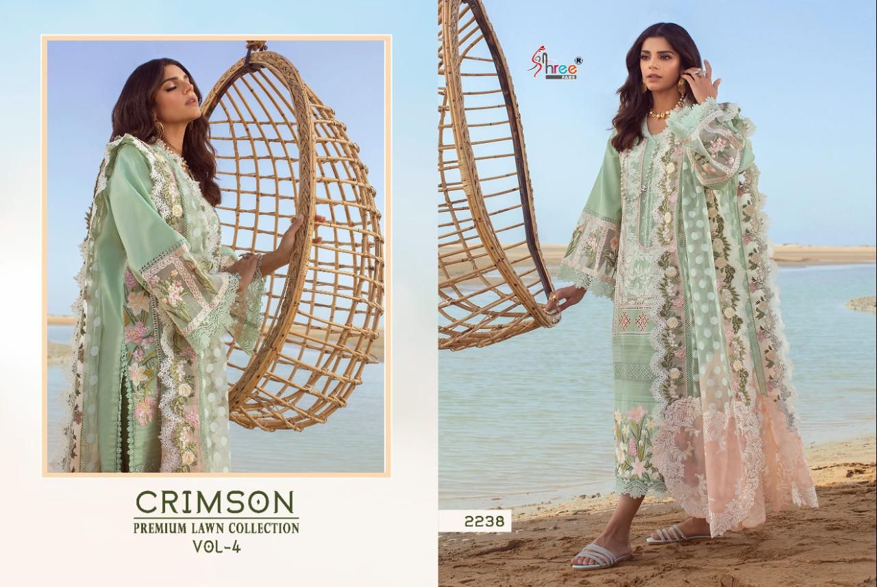 shree fab crimson premium lawn collection vol 4 elegant look salwar suit catalog