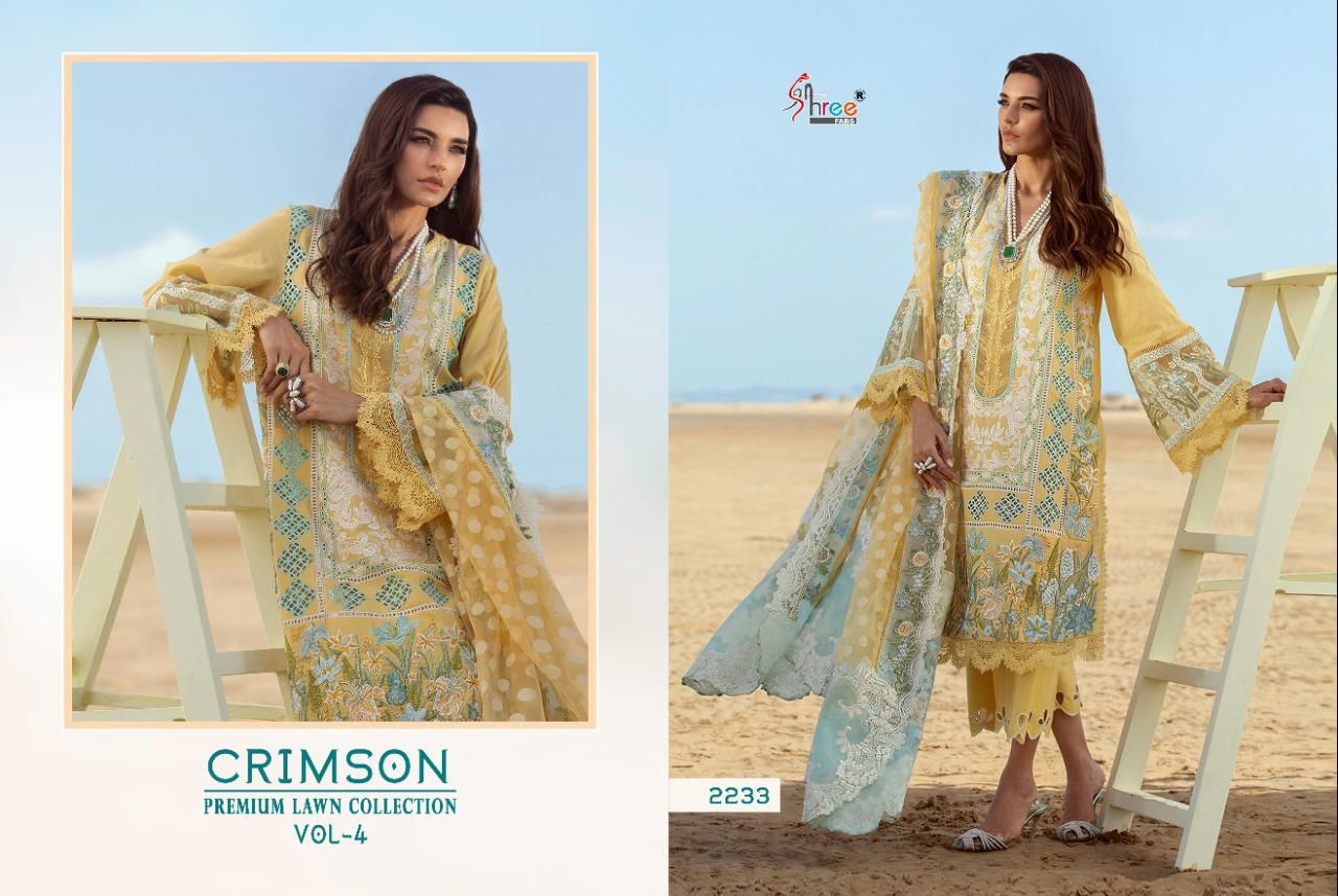 shree fab crimson premium lawn collection vol 4 elegant look salwar suit catalog
