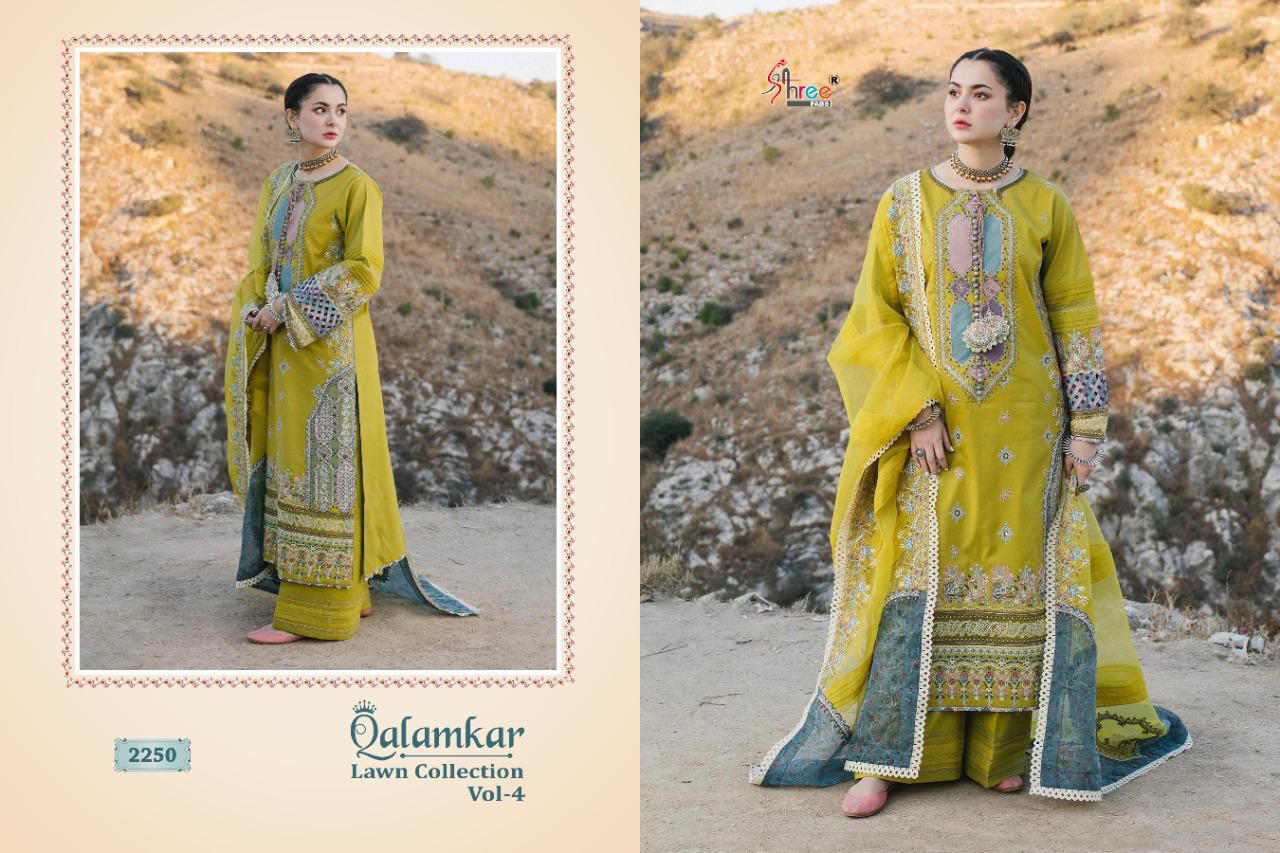 shree fab qalamkar lawn collection vol 4 cotton authentic fabric salwar suit catalog