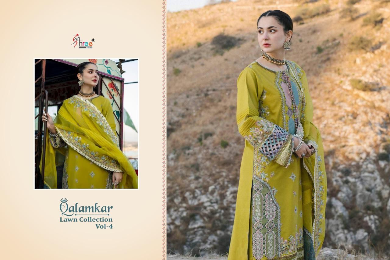 shree fab qalamkar lawn collection vol 4 cotton authentic fabric salwar suit catalog