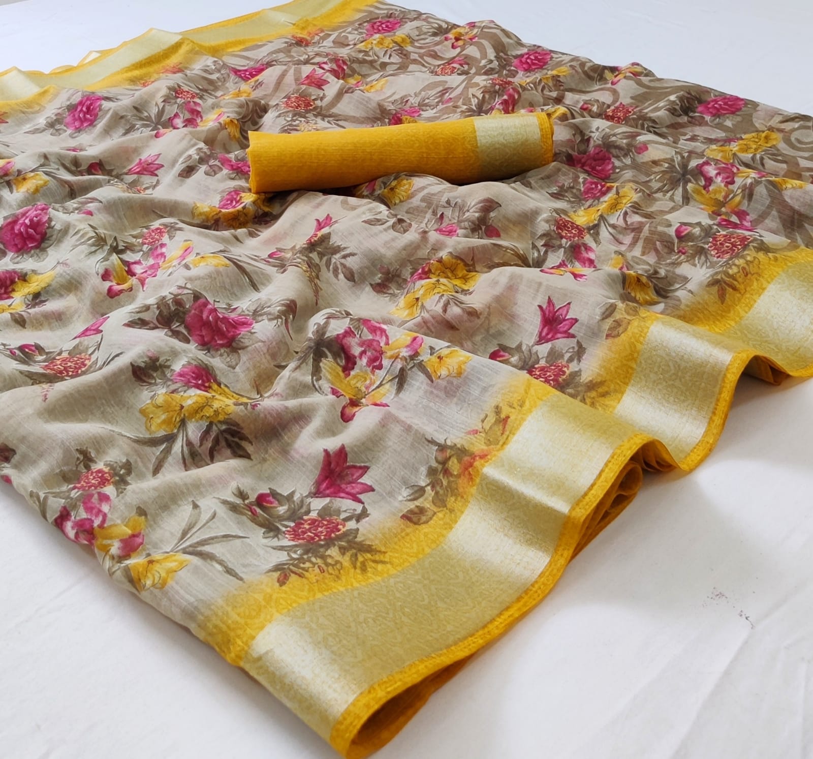 shree rana creation kiyara linen astonishing print saree catalog