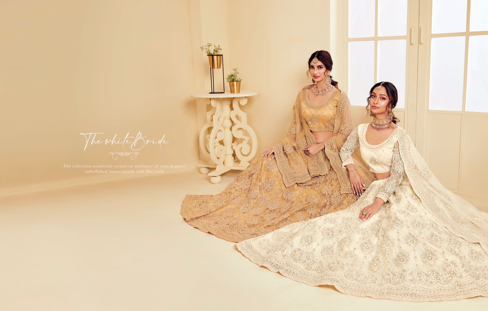 alizeh the white bride net with silk elegant look lehngha choli catalog