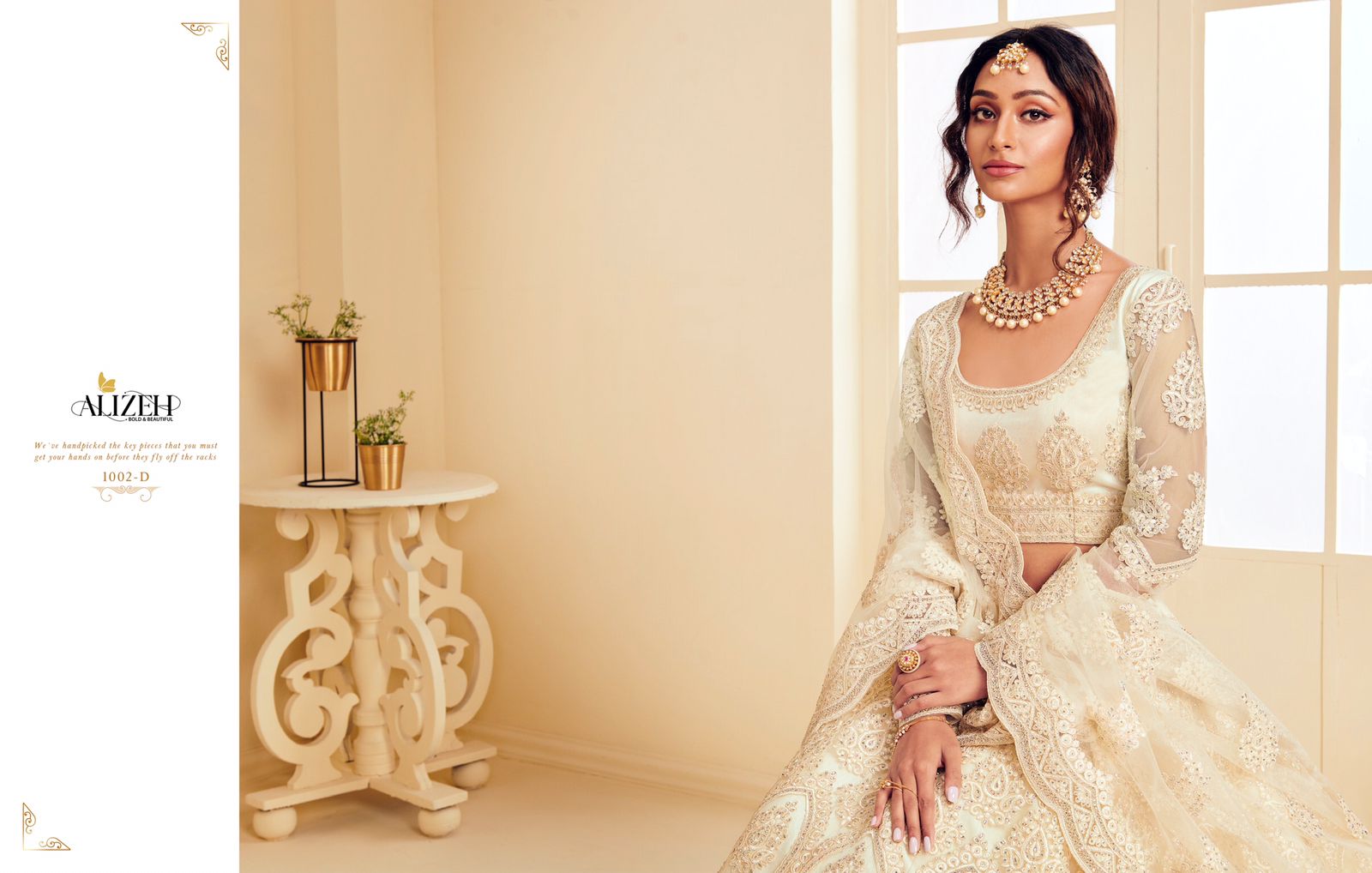 alizeh the white bride net with silk elegant look lehngha choli catalog
