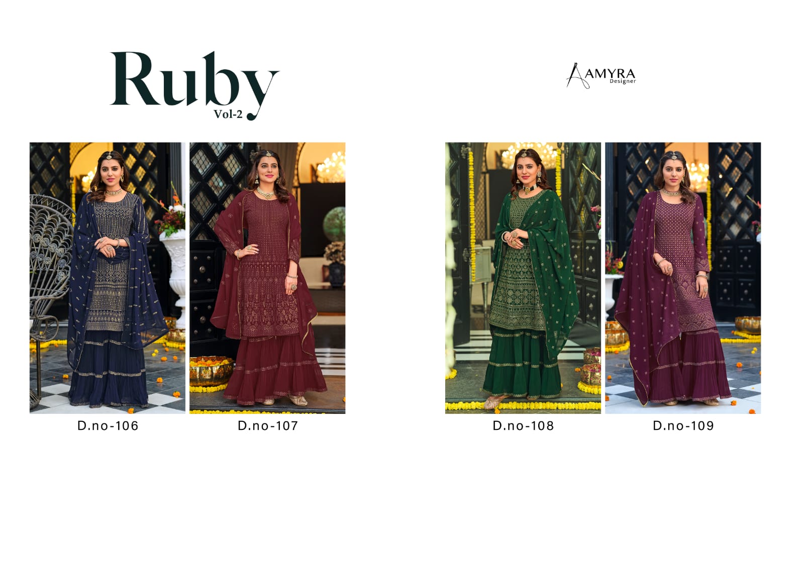 amyra designer Ruby vol 2  georgette graceful look salwar suit catalog