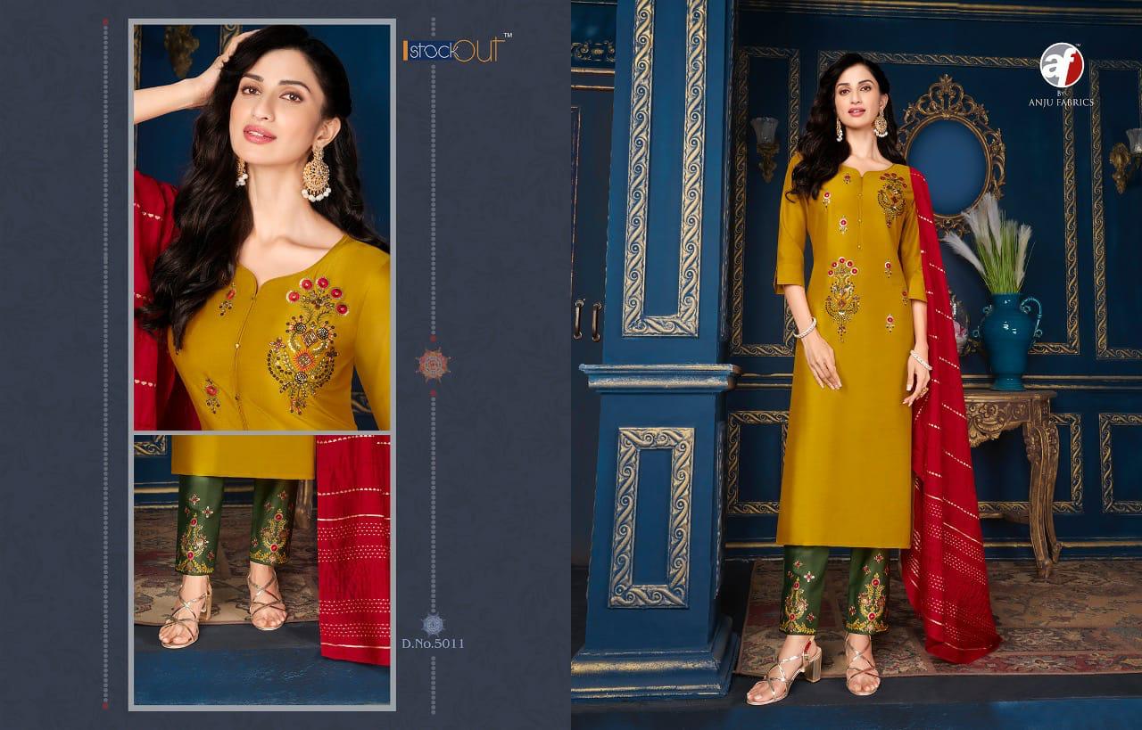 anju fabrics Silk affair silk innovative look kurti bottom with dupatta catalog