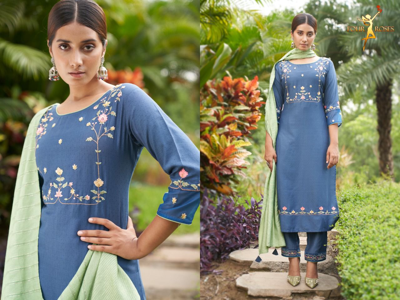 four roses ruhaniyat chinnon new and modern style top bottom with dupatta catalog