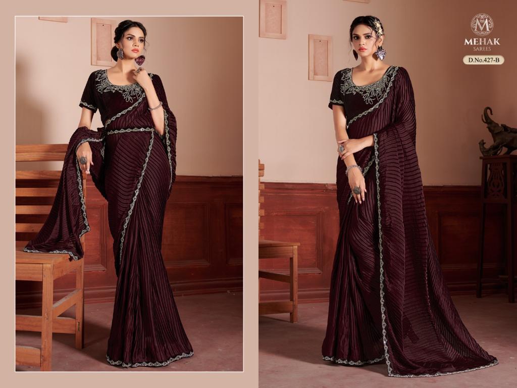 mahek saree mahek saree 427 colours satin graceful look saree catalog
