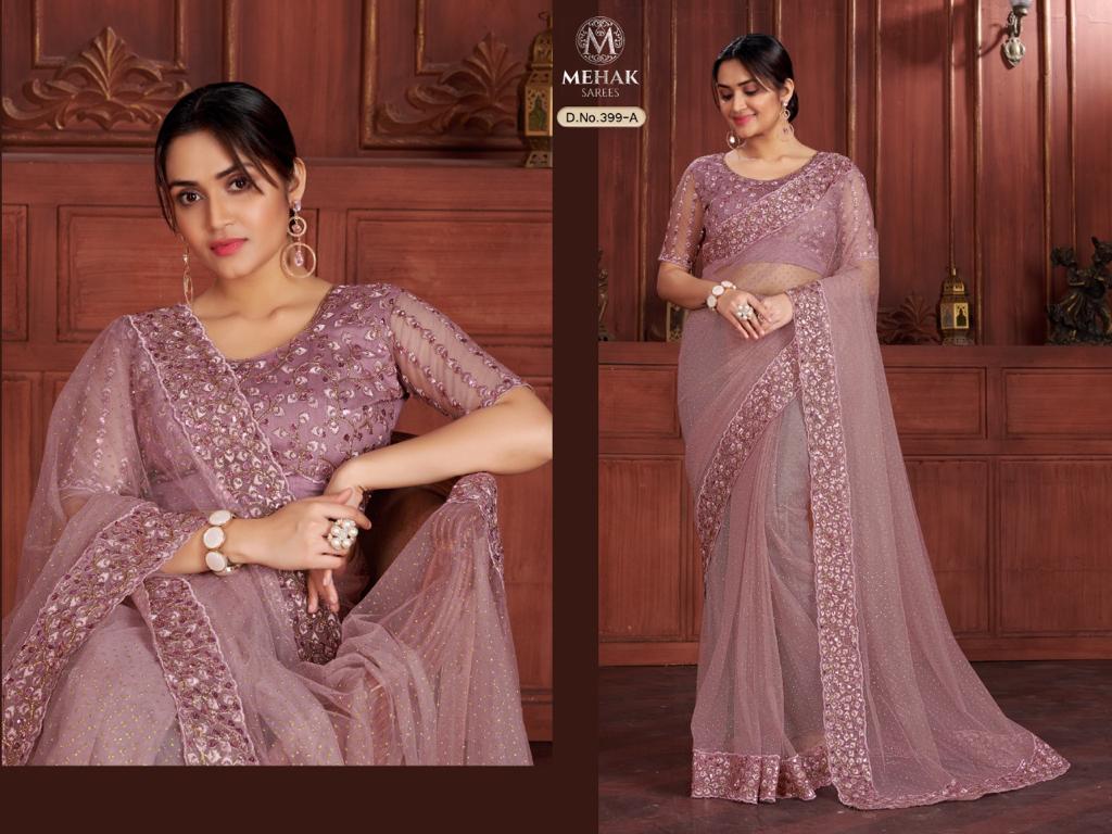 mahek saree ranisha d no 399 net gorgeous look saree catalog