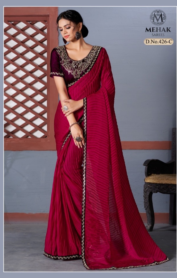 mahek saree ranisha d no 426 satin regal look saree catalog