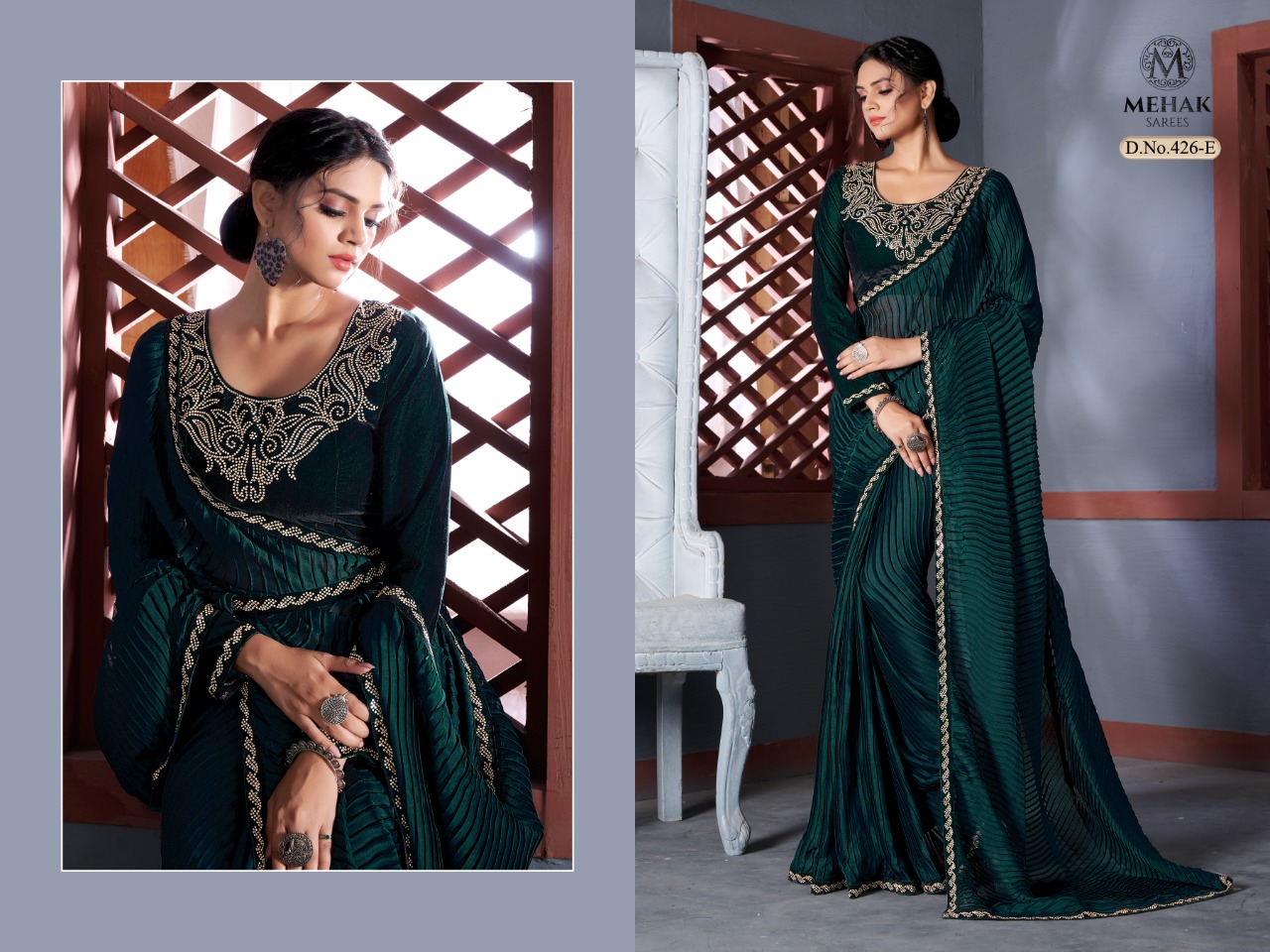 mahek saree ranisha d no 426 satin regal look saree catalog