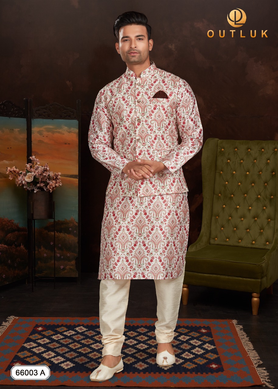 outlook outlook vol 66 a silk regal look kurta with jacket and pajama catalog