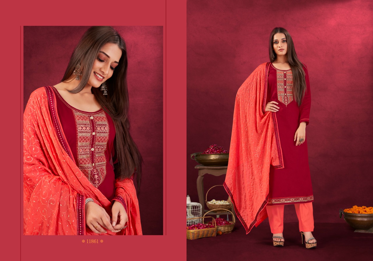 panch ratna anisha jam silk gorgeous look salwar suit catalog