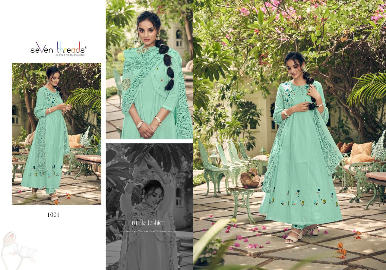 seven threads anarkali cotton new and modern style top bottom with dupatta catalog