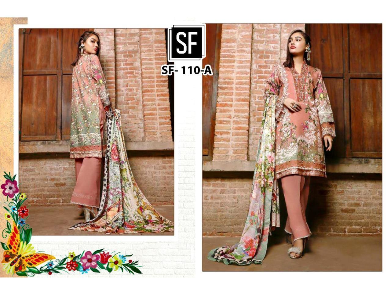sf fashoin sf 110 a b cotton catchy look salwar suit with chifon dupatta catalog