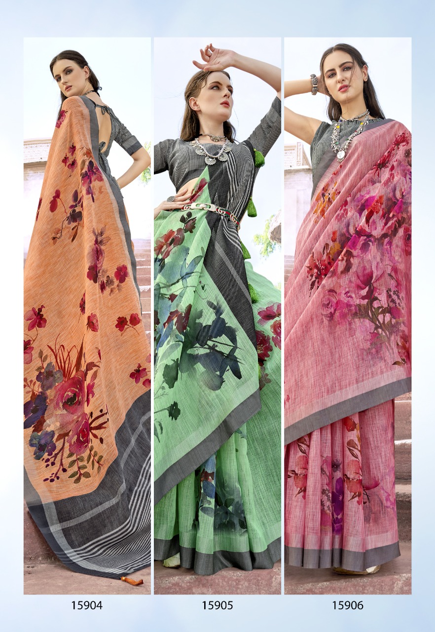 shakunt weaves deeka linen catchy look saree catalog