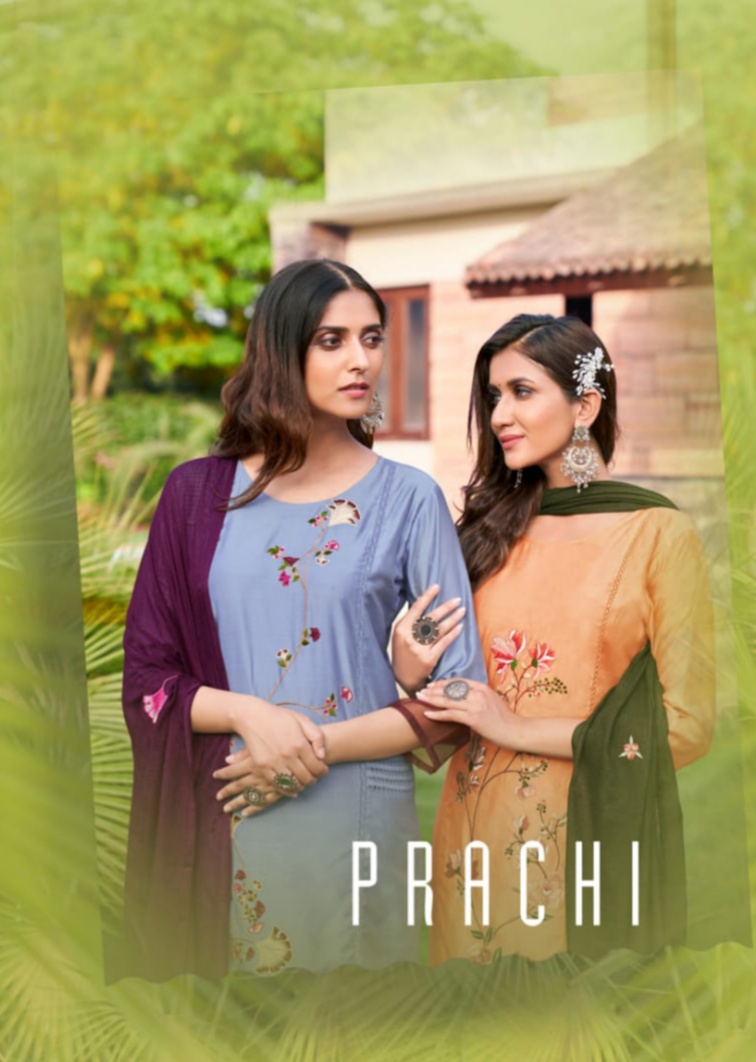 Snapstyle greetings prachi silk  innovative look top bottom with dupatta  catalog