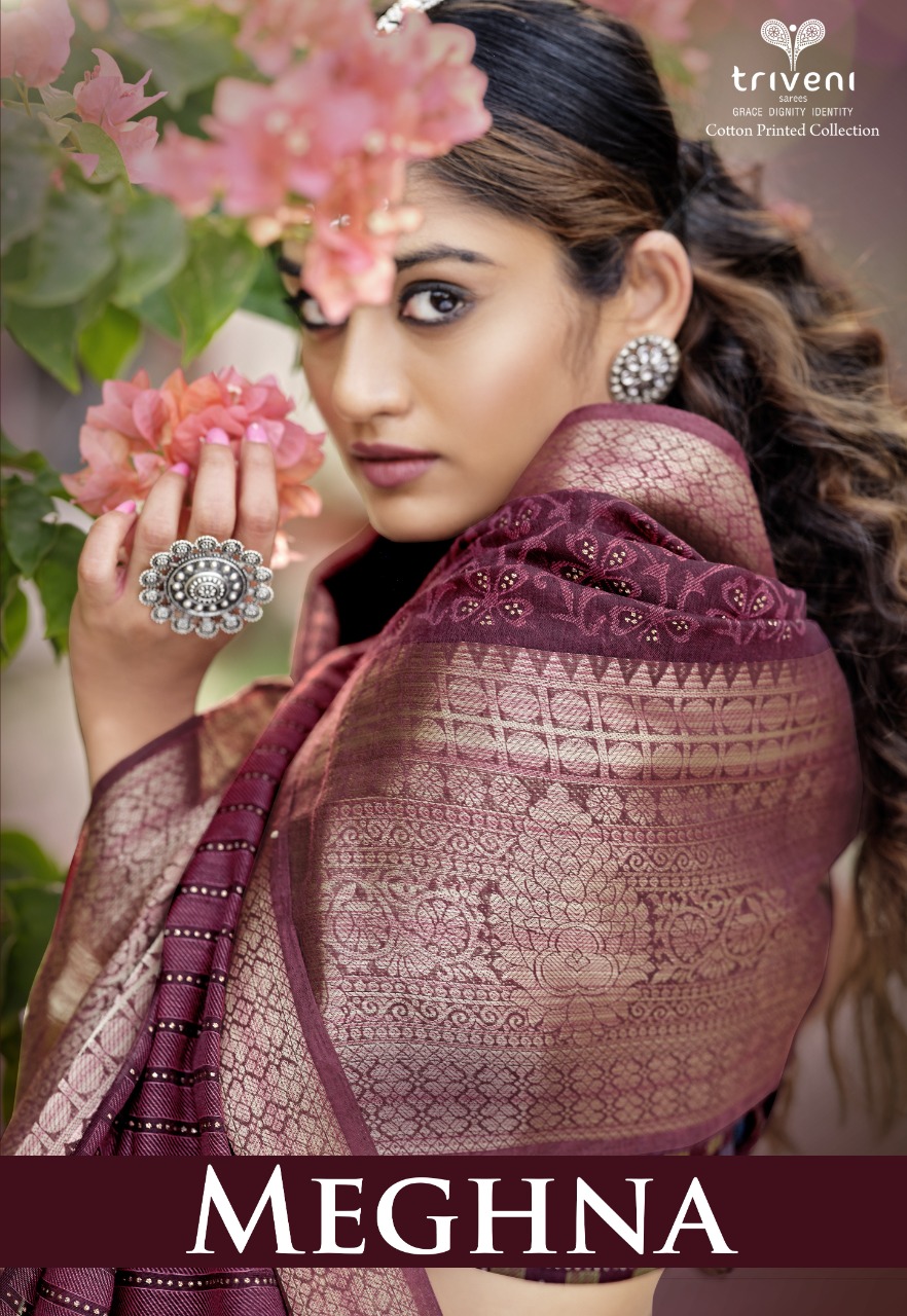triveni saree meghna cotton regal look saree catalog