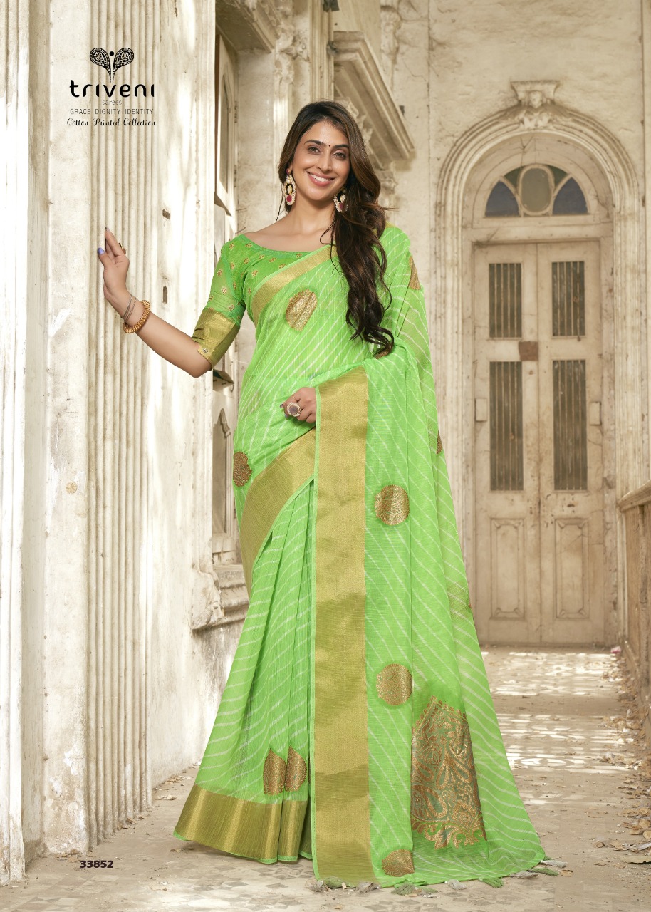 triveni saree purvai cotton elegant print saree catalog
