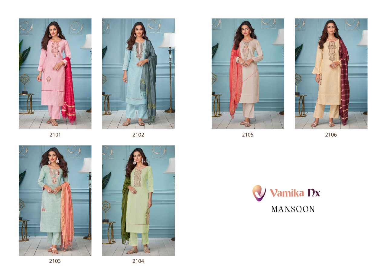 vamika nx mansoon cotton astonishing top bottom with dupatta catalog