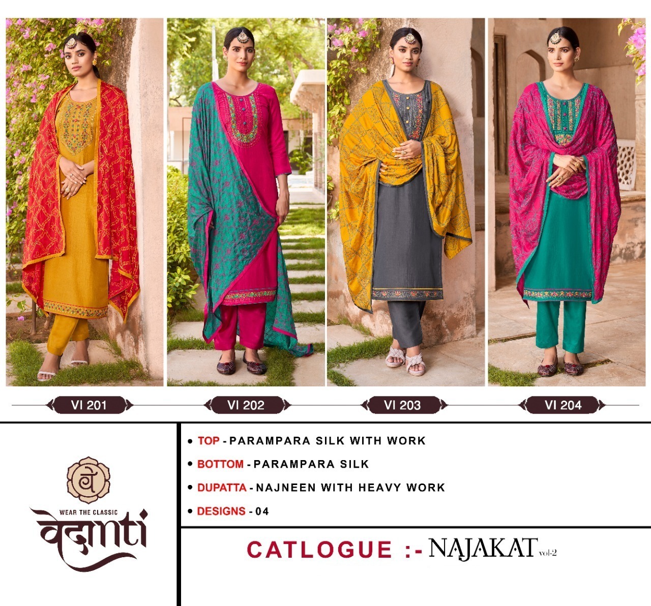 vedanti najakat vol 2 parampara silk catchy look salwar suit catalog