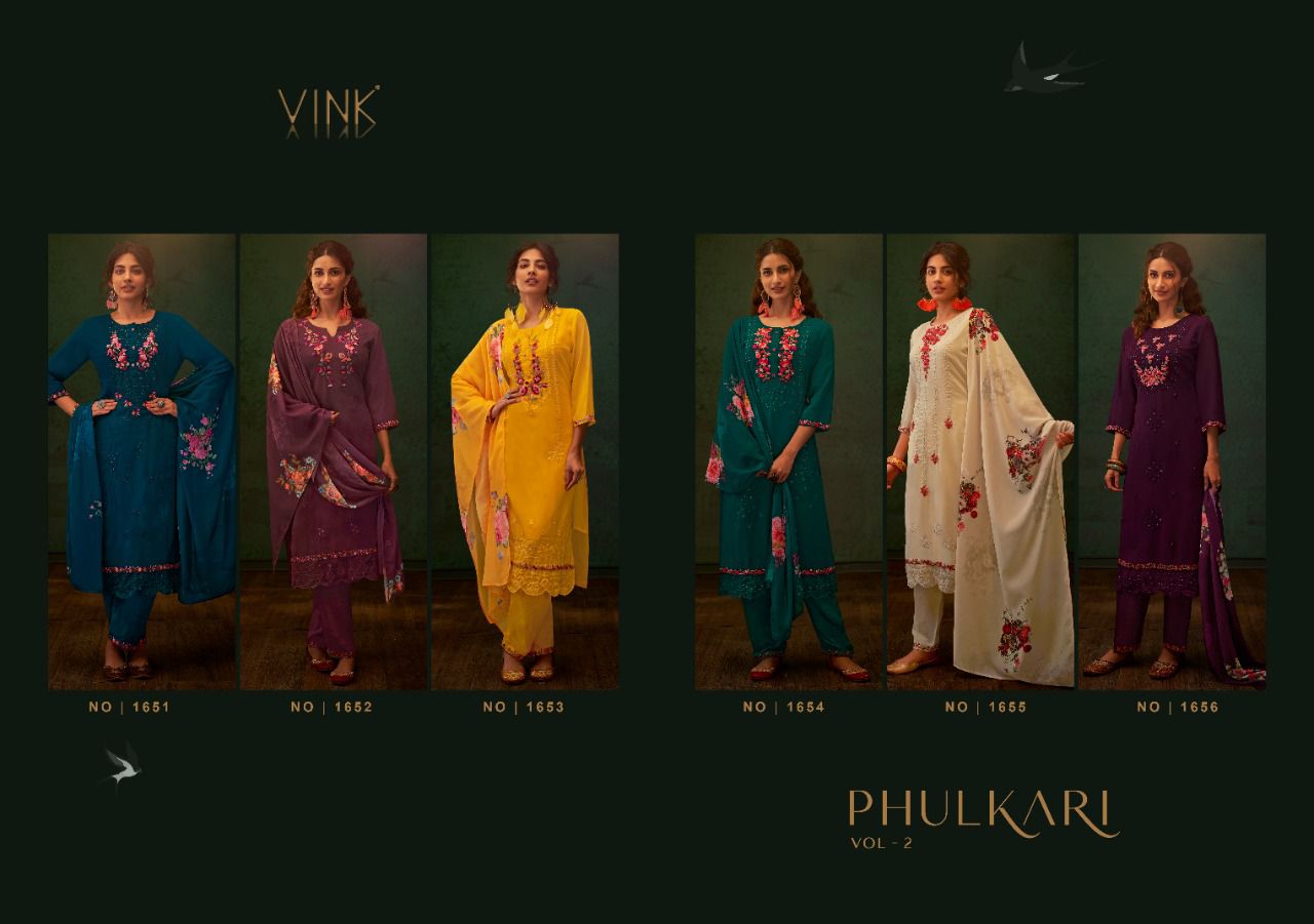 vink phulkari georgette astonishing top with pant and dupatta catalog