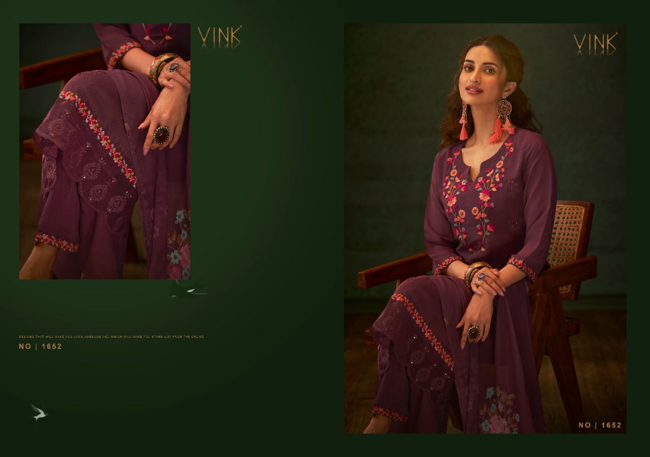 vink phulkari georgette astonishing top with pant and dupatta catalog