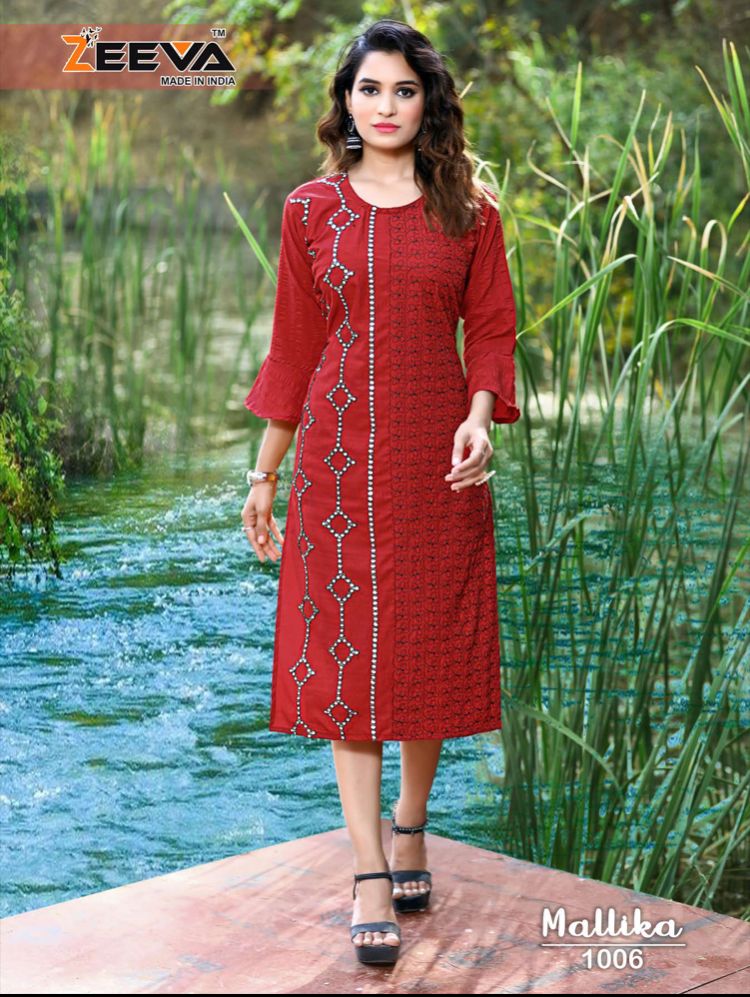 zeeva mallika rayon new and modern style kurti catalog