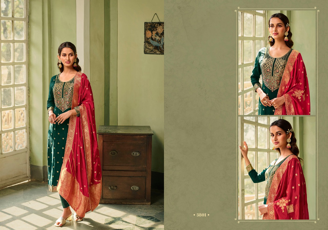 zisa Charmy mehar Cream silk weaving jacquard astonishing look salwar suit catalog