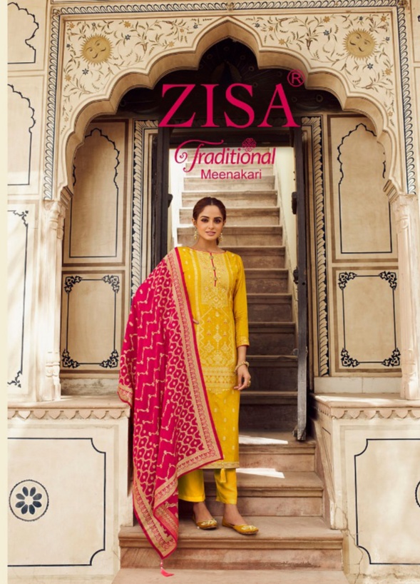 zisa traditional meenakari dola festiv look salwar suit catalog