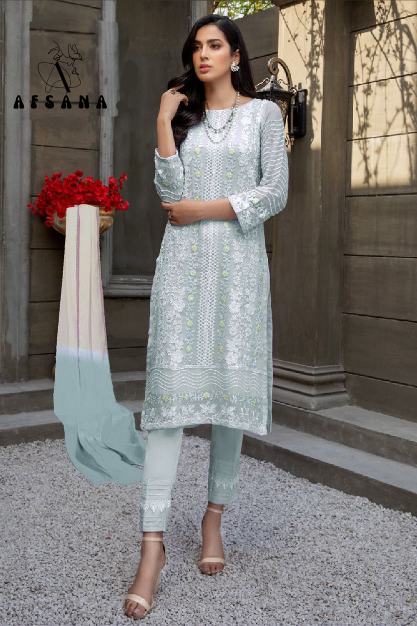 afsana  Afgani Collection dn af 11 georgette attrective look top bottom with dupatta catalog