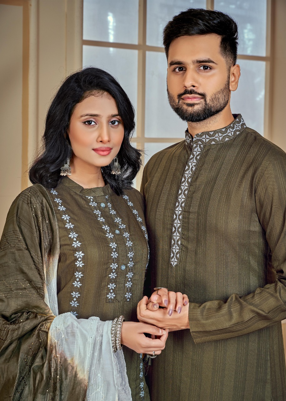 Banwery Fashion couple goals cotton  decent look Kurta with Payjama and Kurti with Pants and dupatta catalog