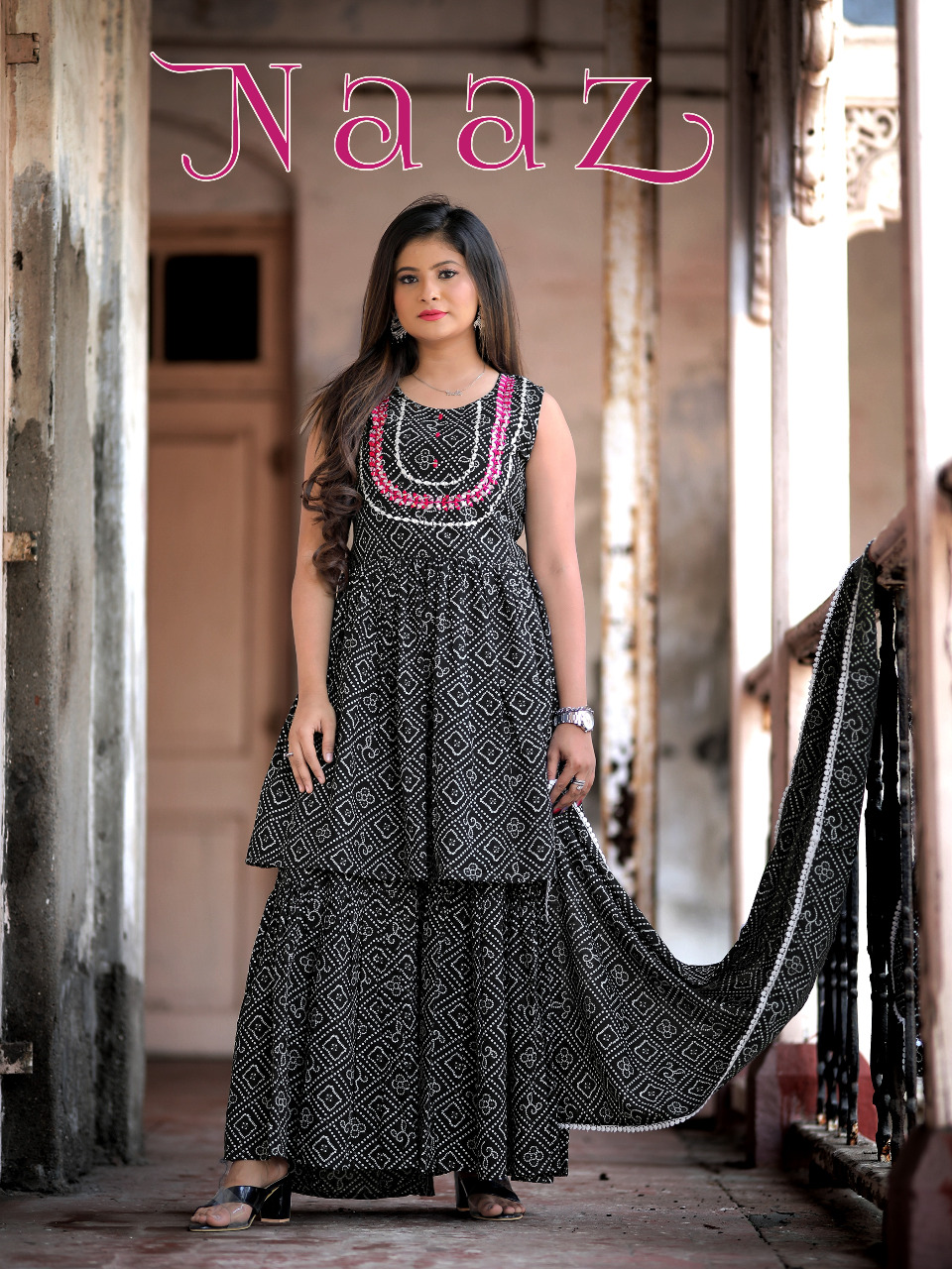 fashion galleria naaz cotton authentic fabric top sharara with dupatta catalog
