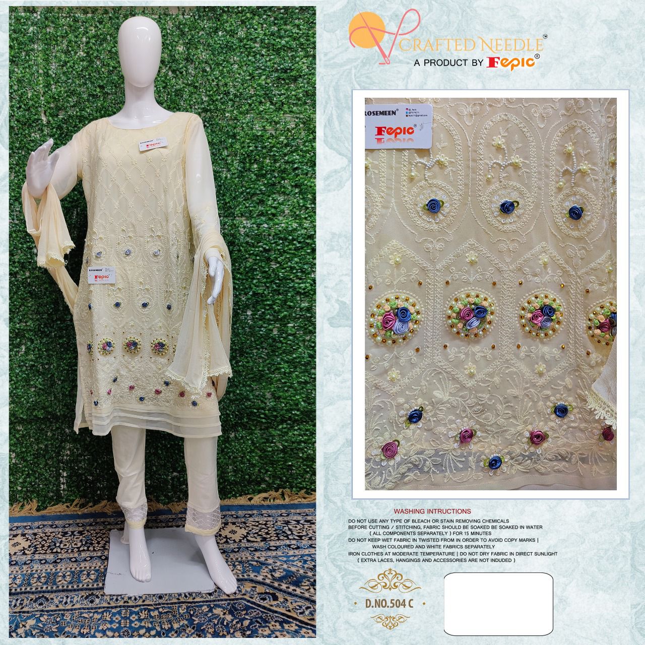 fepic crafted needle d no cn 504 georgette astonishing look kurti pant with dupattat catalog