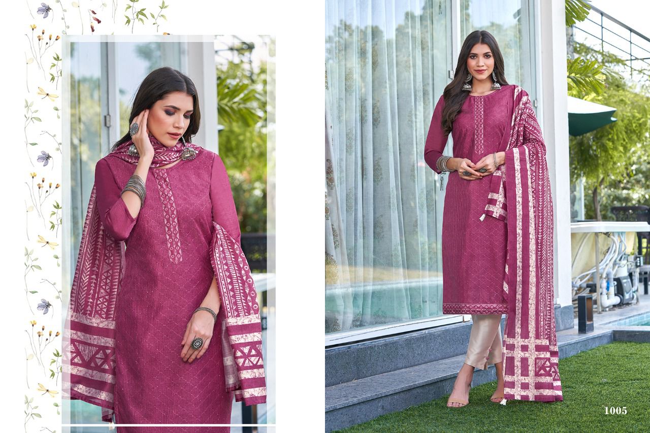 Hariyaali khanak Slub neps silk innovative look top Bottom and dupatta catalog