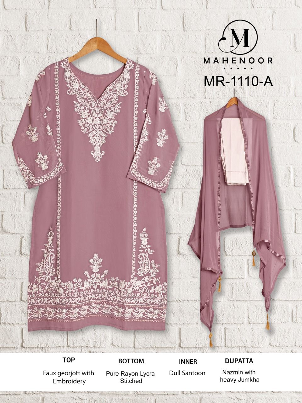 mahenoor mahenoor mr 1110 a to 1110 d georgette new and modern style top bottom with dupatta catalog