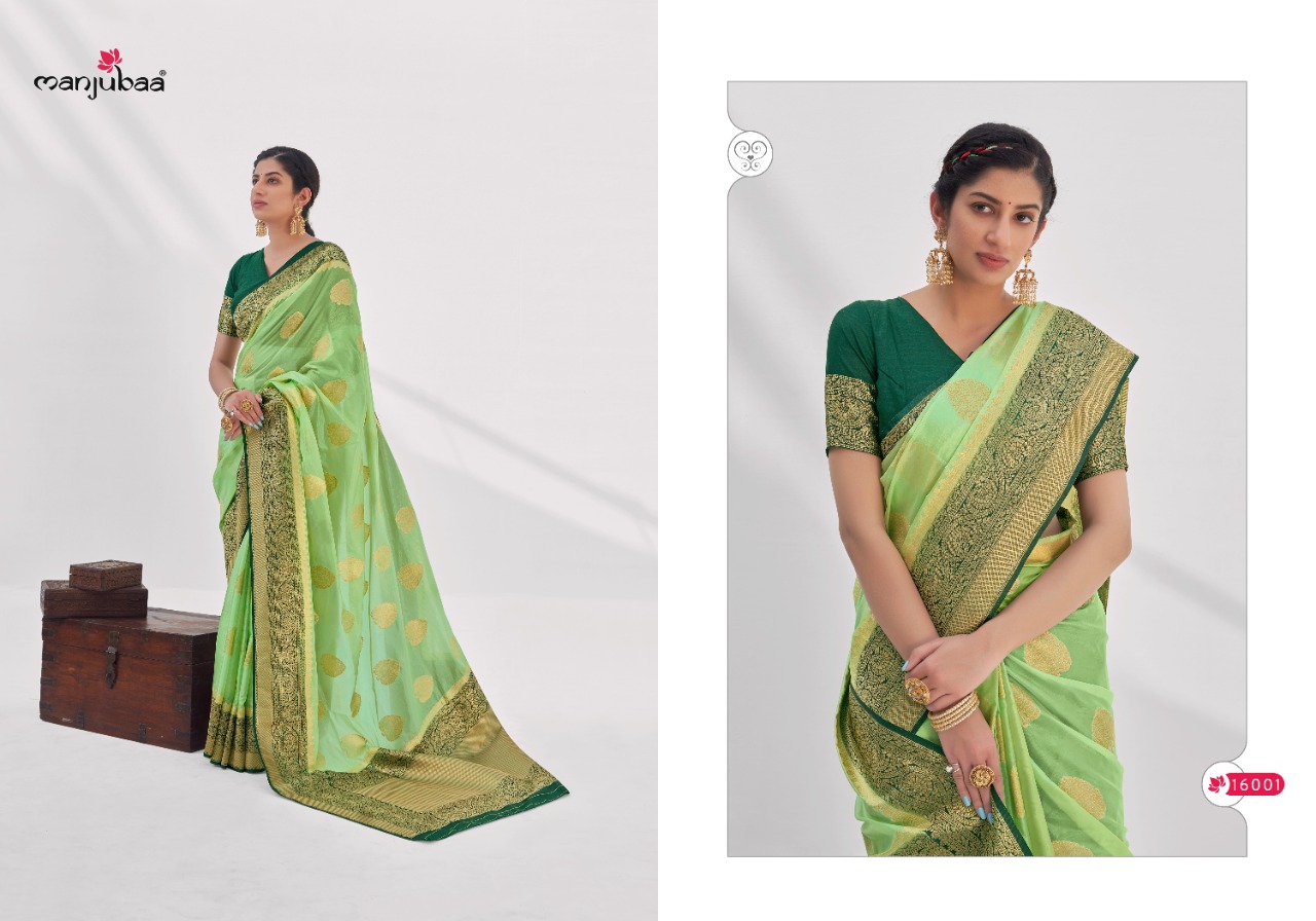 manjubaa madushree silk 3 silk organza attractive look saree catalog